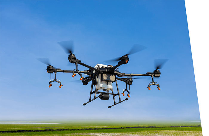 Close-up of Drone over Crop Field